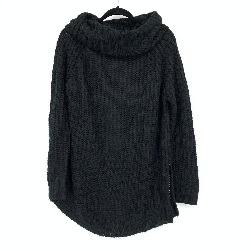 Dreamers Pullover Cowl Neck Sweater Womens Sz Large Black Tunic Length